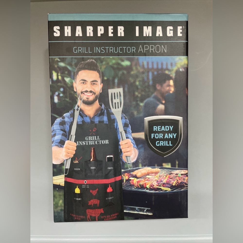 Sharper Image Grill Instructor Apron Backyard BBQ Barbecue Chef NEW  Fathers Day